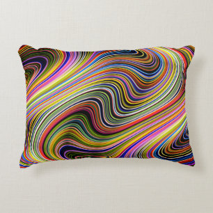 Modern Stylish Multicolor Curvy Neon Lines Decorative Cushion