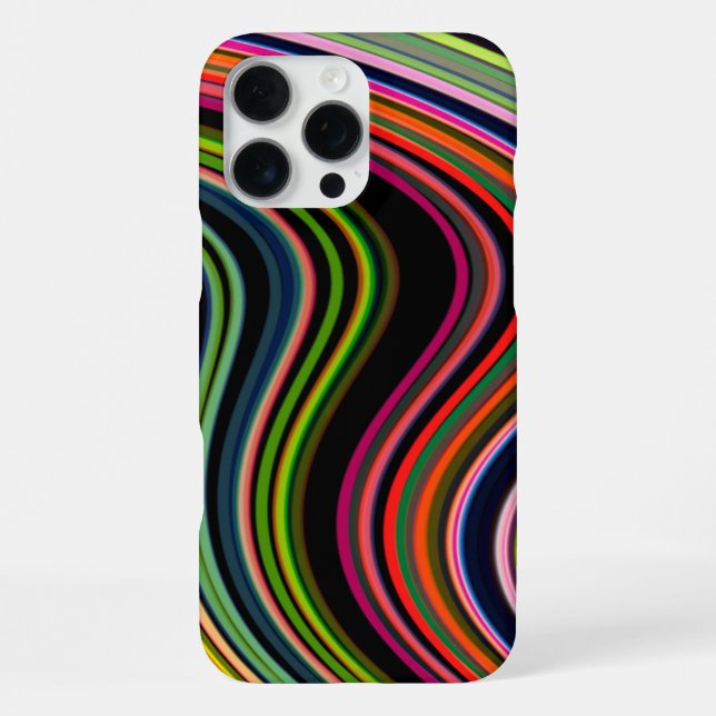 Modern Stylish Multicolor Curvy Neon Lines iPhone Case (Back)