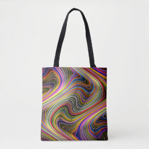 Modern Stylish Multicolor Curvy Neon Lines Tote Bag