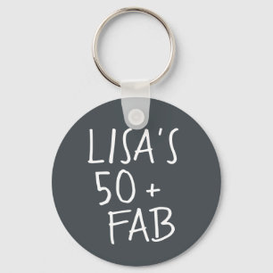 Modern Stylish Name Off-Black 50 Fabulous Birthday Key Ring