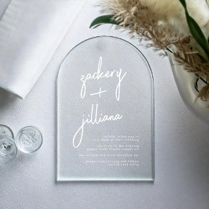 Modern Stylish NAMES White Wedding Acrylic Invitations