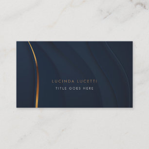Modern Stylish Navy & Faux Gold Chic Professional Business Card