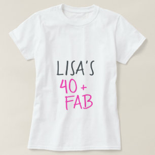 Modern Stylish Neon Pink 40 Fabulous Birthday T-Shirt