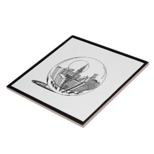 Modern Stylish New York Sity in Ball Black White Tile