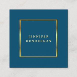 Modern stylish ocean blue gold professional square business card