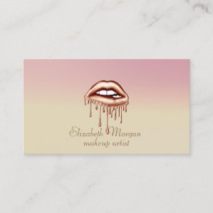 Modern Stylish Ombre  Metallic Dripping Lips Business Card
