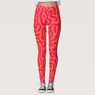 Modern stylish orange fuchsia Leggings