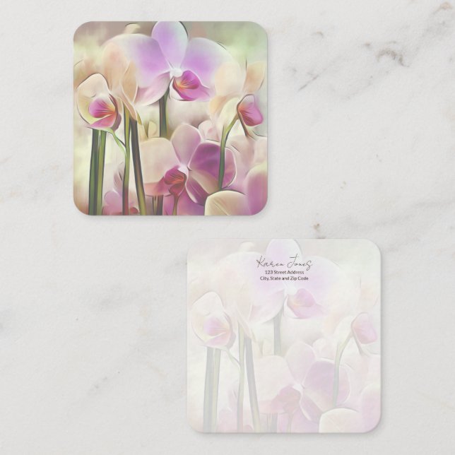 Modern Stylish Orchids | Add Your Name Card (Front/Back)