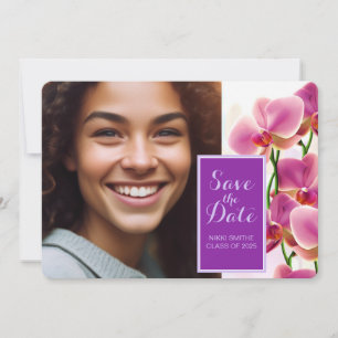 Modern Stylish Orchids Graduation Save the Date