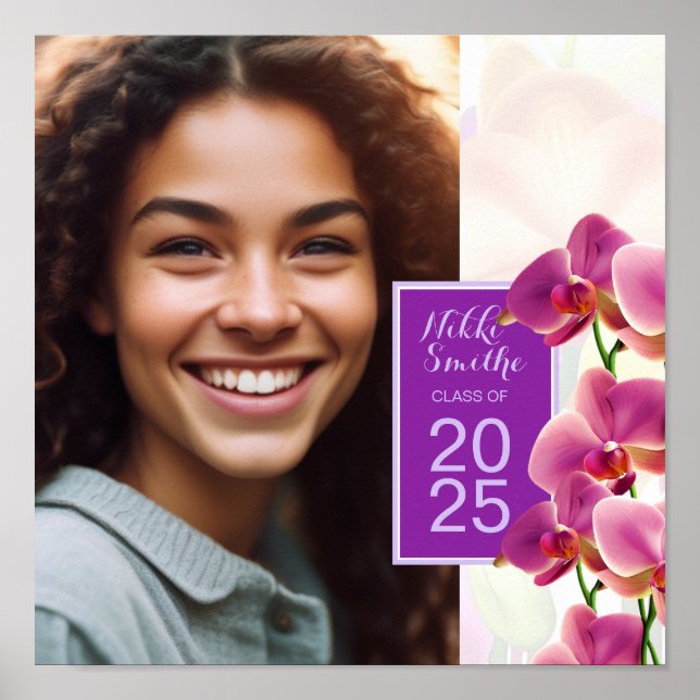 Modern Stylish Orchids Photo Poster (Front)