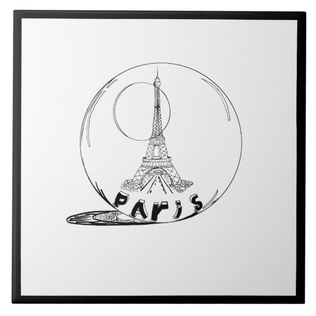 Modern Stylish Paris Sity Black White Tile (Front)
