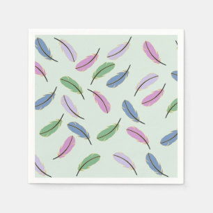 Modern Stylish Pastel Blue Feathers Pattern Napkin