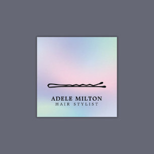 Modern Stylish Pastel Hair Pin Salon Square Business Card