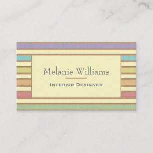 Modern Stylish Pastel Ribbon Striped Business Card
