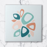 Modern Stylish Peach Teal Salmon Abstract Pattern Tile<br><div class="desc">Mid Century Modern Abstract. It features a series of organic shapes with a beautiful array of colours. This design will make a great addition to any home décor. Perfect for those who love retro and vintage style. It is also a great gift for Birthdays and Christmas.</div>