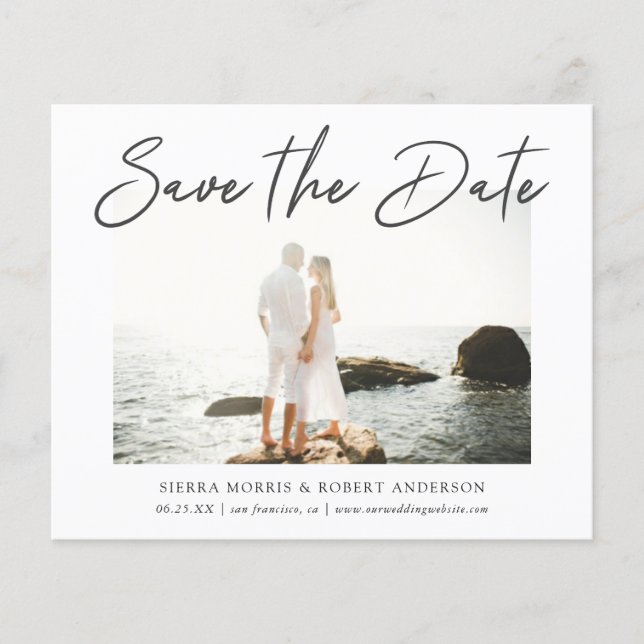 Modern Stylish Pen Script Save the Date (Front)