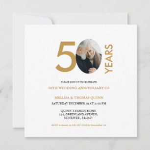 Modern stylish photo 50TH Wedding anniversary Invitation
