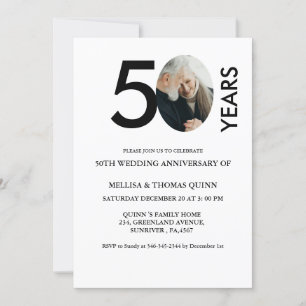 Modern stylish photo 50TH Wedding anniversary Invitation