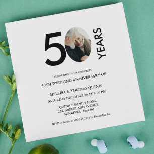 Modern stylish photo 50TH Wedding anniversary  Invitation