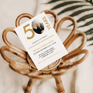 Modern stylish photo 50TH Wedding anniversary  Invitation
