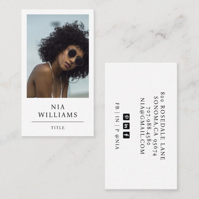 Modern Stylish Photo Business Card (Front/Back)