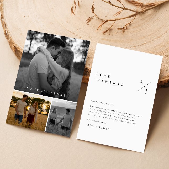 Modern Stylish Photo Collage Wedding Thank You Card (Creator Uploaded)