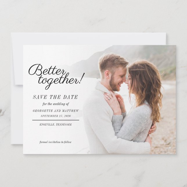 Modern Stylish Photo Script Wedding Save The Date (Front)