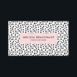 Modern Stylish Pink & Black Dots | Custom Colour Business Card<br><div class="desc">Black and white dalmatian dots pattern. Custom colour for rectangle box and backside. Modern stylish design with a simple backside. Elegant typography.</div>
