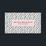 Modern Stylish Pink & Black Dots | Custom Colour Business Card<br><div class="desc">Black and white dalmatian dots pattern. Custom colour for rectangle box and backside. Modern stylish design with a simple backside. Elegant typography.</div>