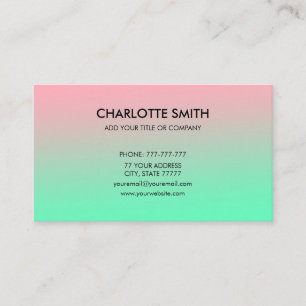 Modern Stylish Pink & Green Gradient Customisable  Business Card