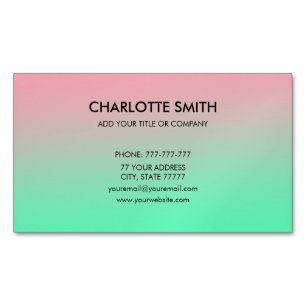 Modern Stylish Pink & Green Gradient Customisable Magnetic Business Card