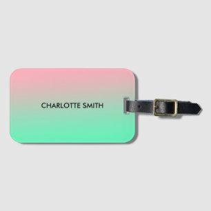 Modern Stylish Pink & Green Gradient Luggage Tag
