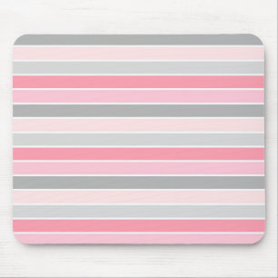 Modern Stylish Pink Stripe Pattern Mouse Mat