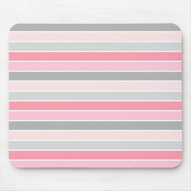 Modern Stylish Pink Stripe Pattern Mouse Mat (Front)