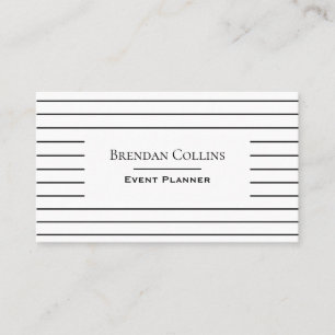 Modern Stylish Pinstripes Black & White Business Card
