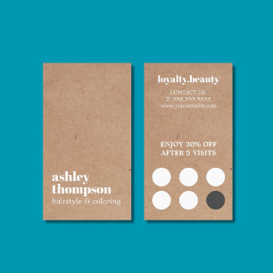 Modern Stylish Printed Kraft Bold Hair Salon Loyalty Card