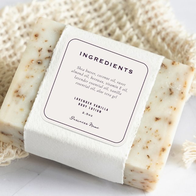 Modern Stylish Product Ingredients List Square Sticker (Creator Uploaded)