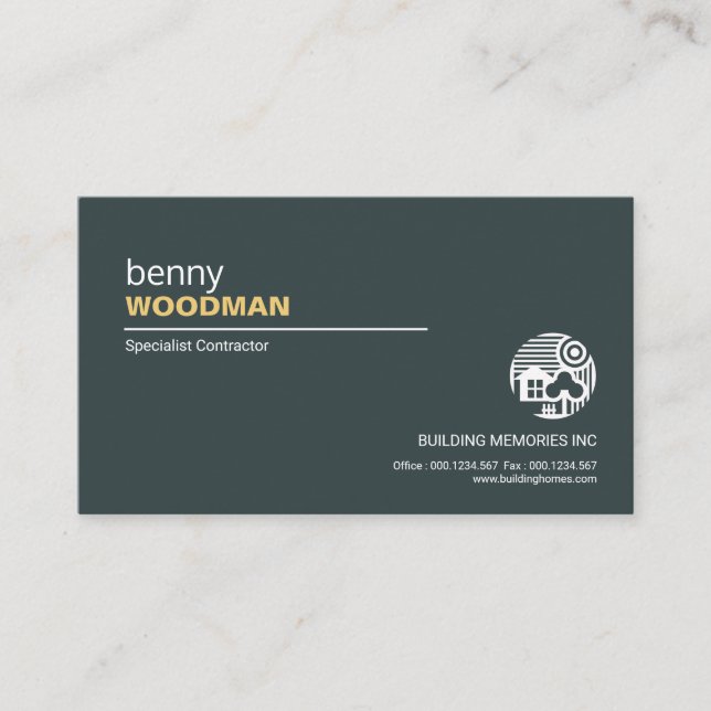 Modern Stylish Professional Cyan Blue Builder Business Card (Front)