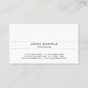 Modern Stylish Professional Gold White Minimalist Business Card