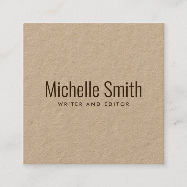 Modern stylish professional Kraft paper Square Business Card (Front)