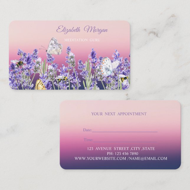 Modern Stylish,Professional Lavander Appointment Card (Front/Back)