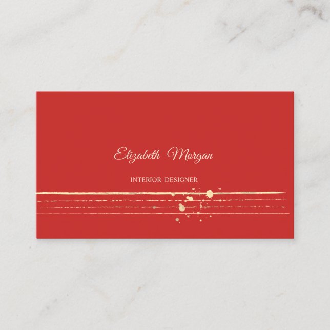 Modern Stylish Professional,Red,Gold Business Card (Front)