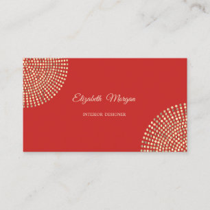 Modern Stylish Professional,Red,Gold  Dots Business Card
