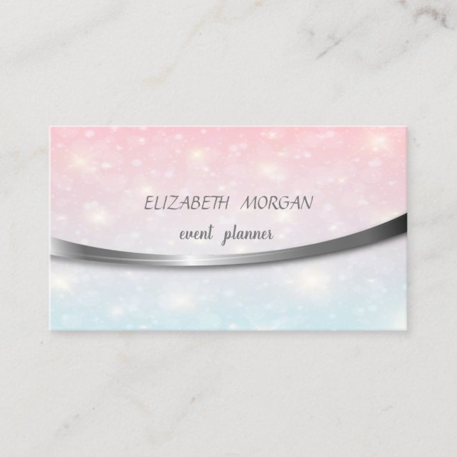 Modern Stylish Professional Silver Line, Bokeh Business Card (Front)