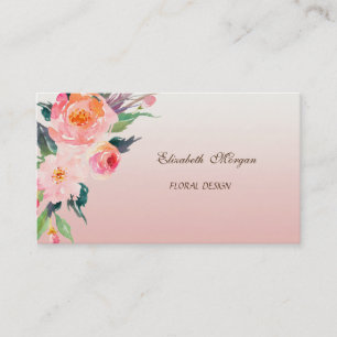 Modern Stylish Professional -Watercolor Flowers Business Card