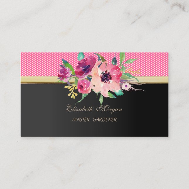 Modern Stylish Professional -Watercolor Flowers Business Card (Front)