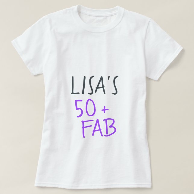 Modern Stylish Purple 50 Fabulous Birthday T-Shirt (Design Front)