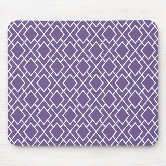 Modern Stylish Purple Diamond Pattern Mouse Mat (Front)