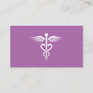 Modern stylish purple medical doctor caduceus business card
