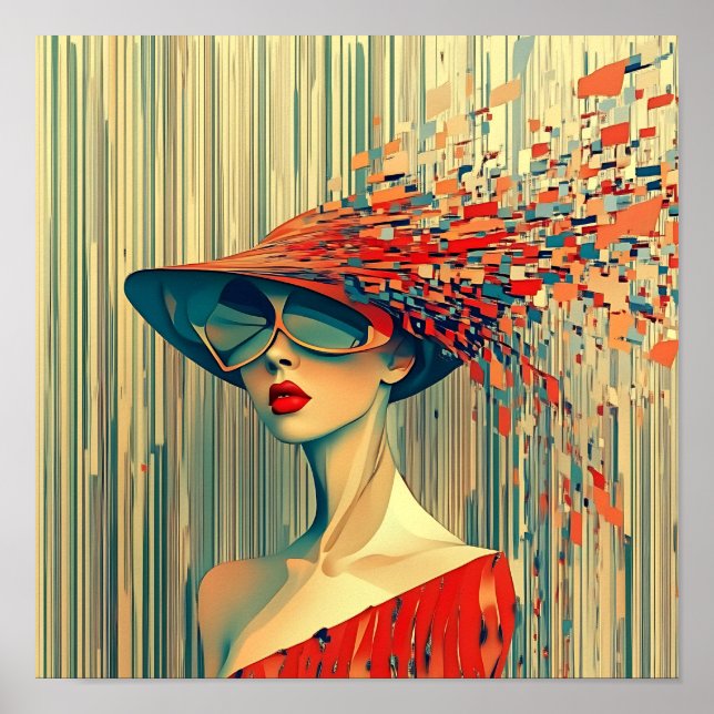Modern Stylish Rainbow Abstract Beautiful Woman Poster (Front)